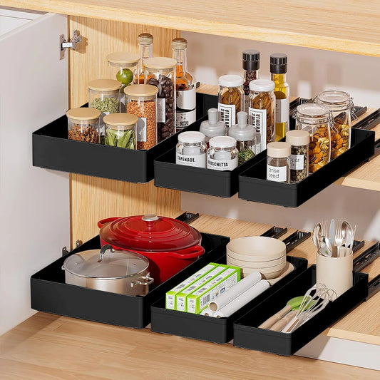 1 3 PCS Pull Out Cabinet Organizer Slide Out Drawers