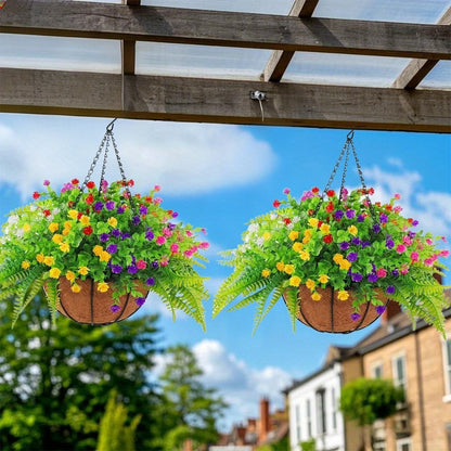 1/ 2/ 3 Pack Outdoor Artificial Faux Hanging Flowers Basket