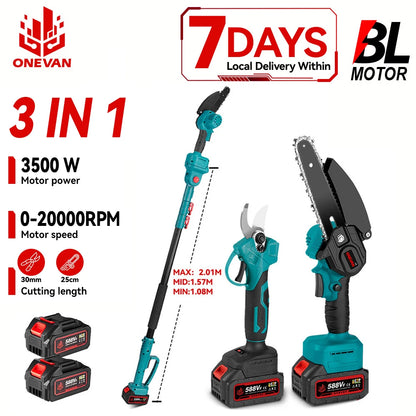 2in1 Brushless High Branch Saw Chainsaw & Pruning Shears