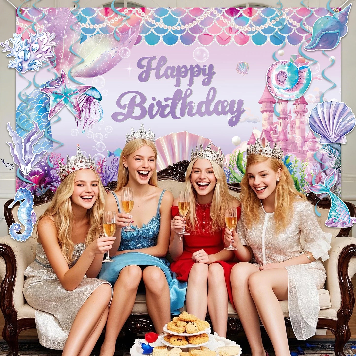 Mermaid Happy Birthday Banner