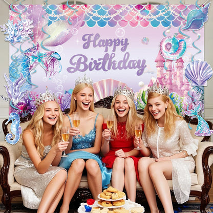 Mermaid Happy Birthday Banner