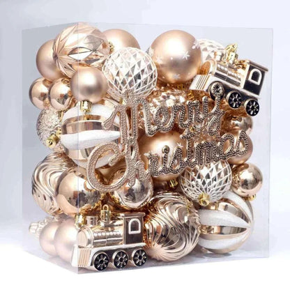 Christmas Ball Ornaments Set, 65 pcs Gold & White Shatterproof
