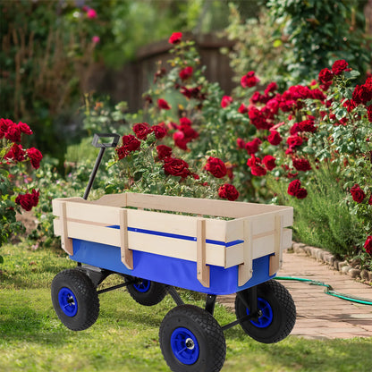 Heavy Duty Steel Wooden Side Cargo Wagon