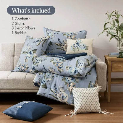 7PCS Queen Vintage Floral Comforter Set