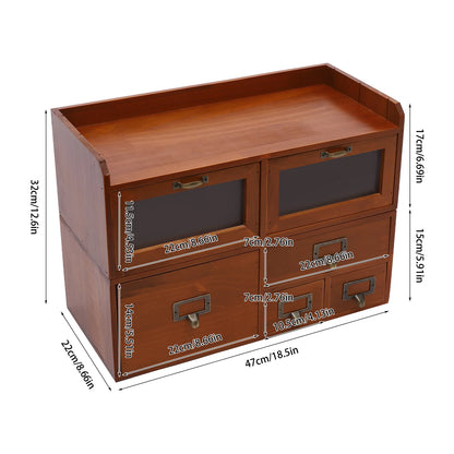 Vintage Solid Wood Desktop Organizer