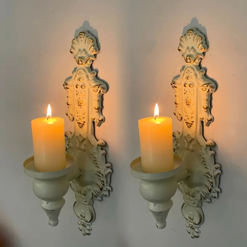 2pcs Wall-mounted Candle Holder Wrought Iron