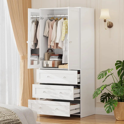 Armoire Wardrobe Closet with Drawers and Mirror