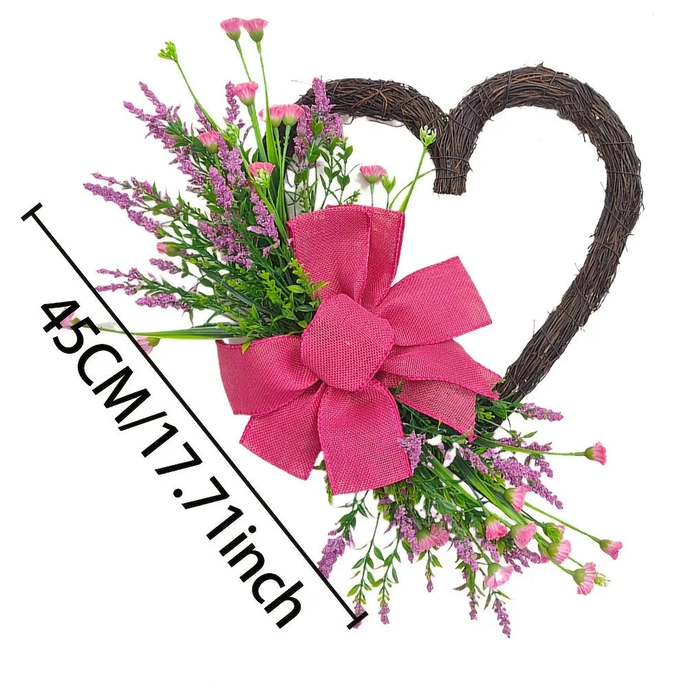 Handmade Artificial Flower Heart Wreath