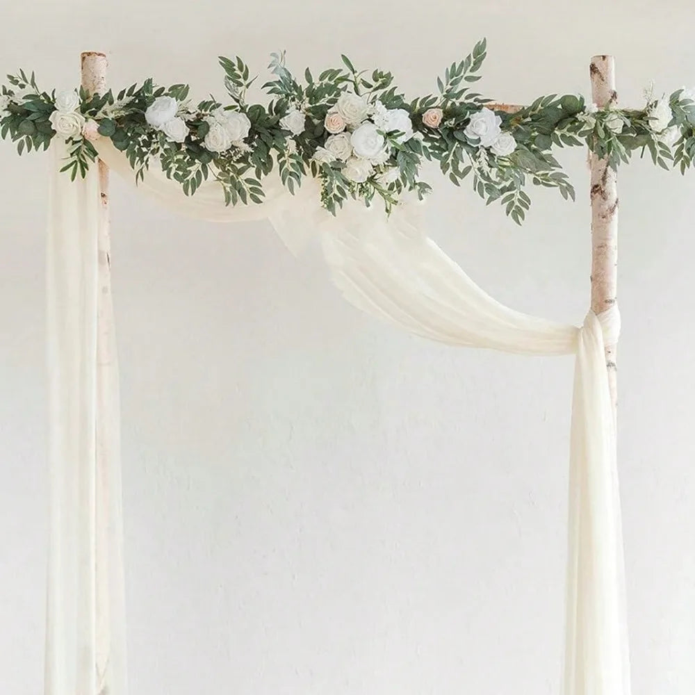 5.9ft Eucalyptus Willow Leaf Garland with Flowers