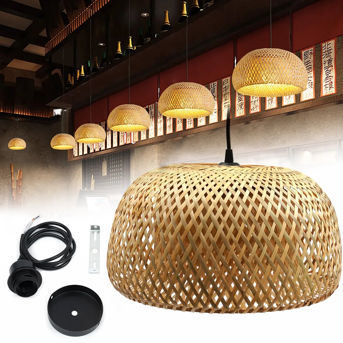 Bamboo Wicker Rattan Shade Pendant Light
