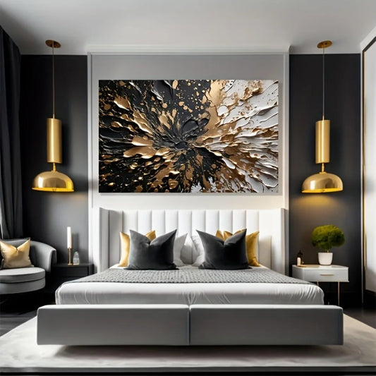 Modern abstract black gold wall mural