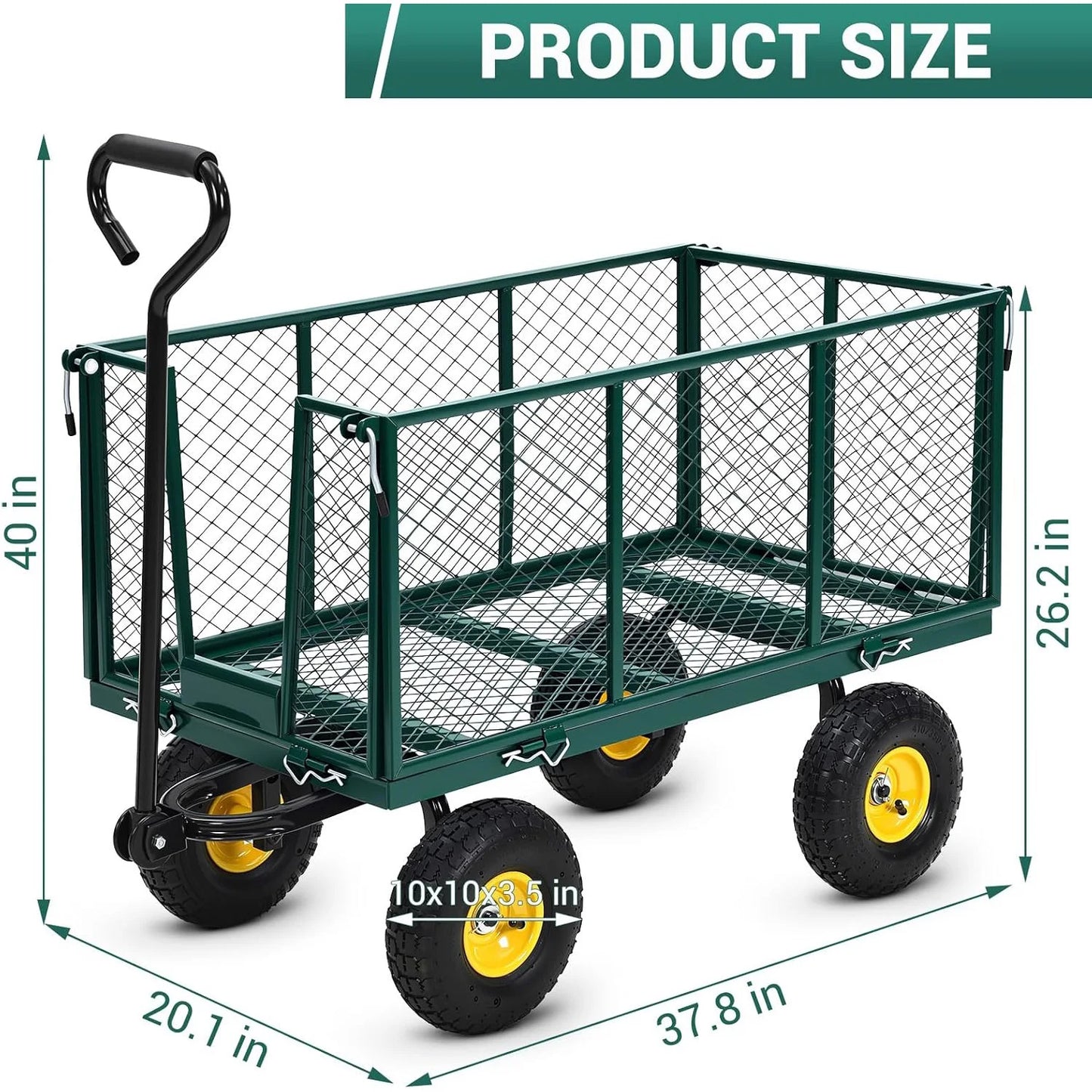 Heavy Duty Steel Garden Wagon Cart with 10" Tires