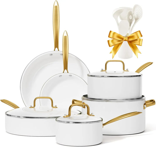 Ceramic Cookware Set with Cooking Utensils