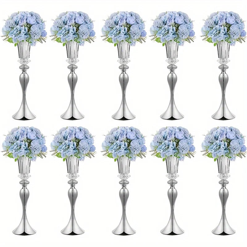 Set of 2/10 Crystal Flower Stands Centerpiece Vases