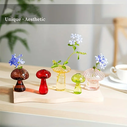 Set of 5 Mushroom Glass Vases