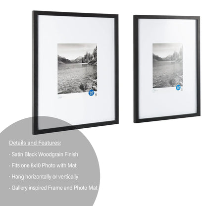 Black Gallery 2 PC Frame Set, Matted for 8"x10" Pictures