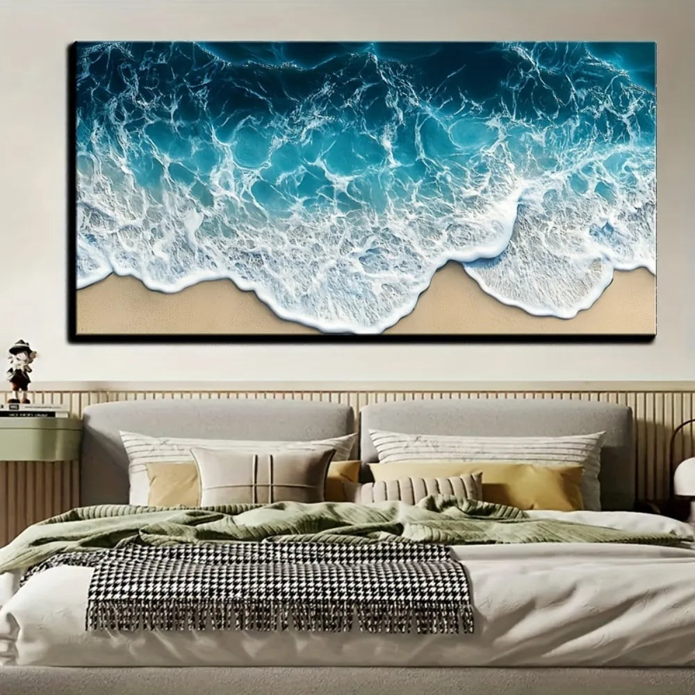 Blue wave texture print painting