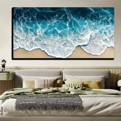 Blue wave texture print painting