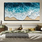 Blue wave texture print painting