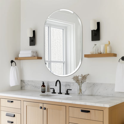 Oval Frameless Mirror - Beveled Polished Wall Mirror