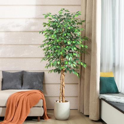 Artificial Ficus Tree with Natural Curved Trunk