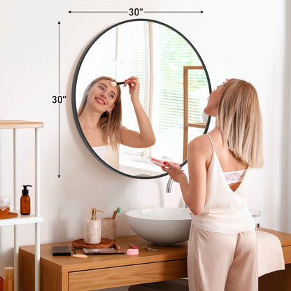 Round Vanity Framed Mirror for Wall