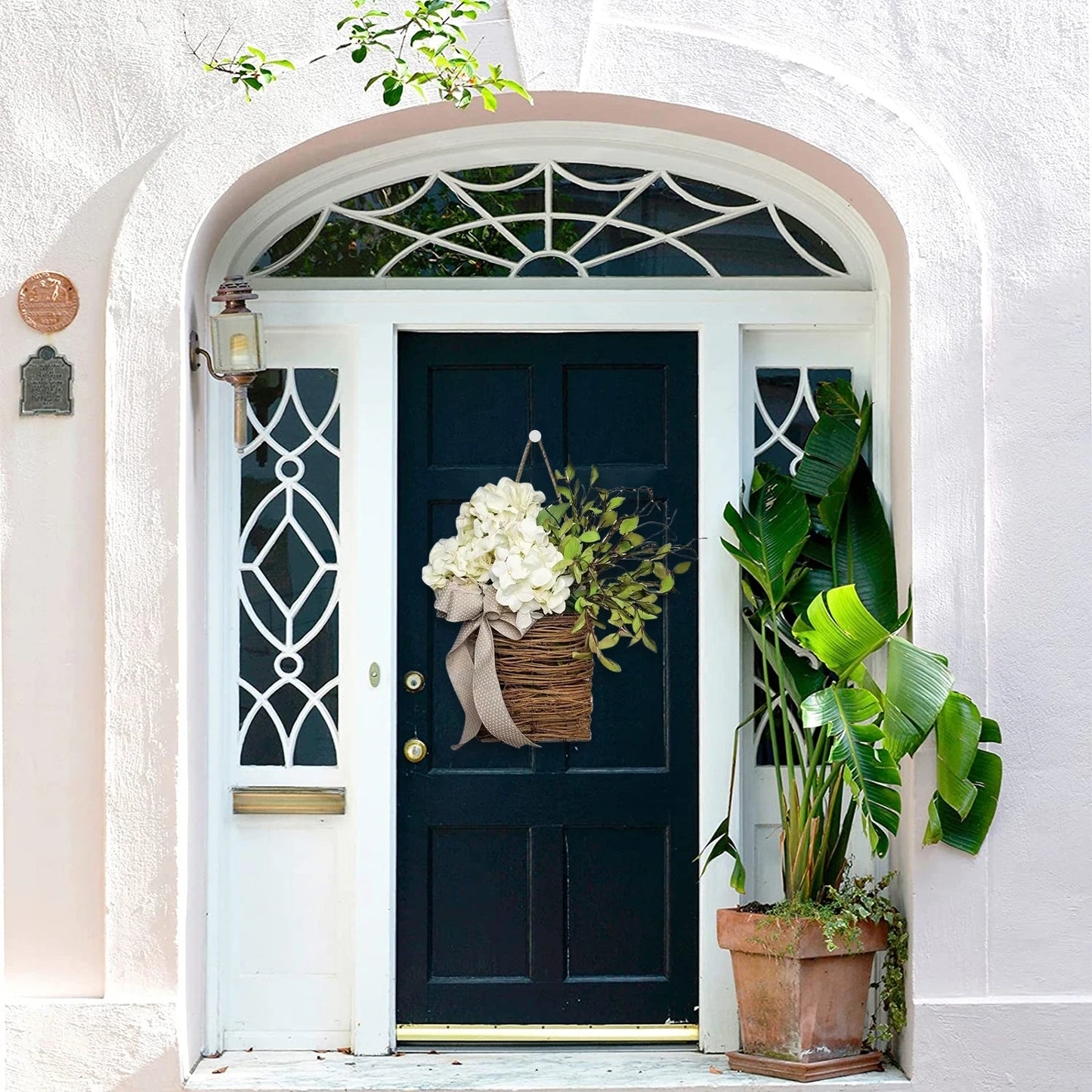 Hydrangea Flower Basket Door Hanging Wreath