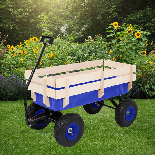 Heavy Duty Steel Wooden Side Cargo Wagon