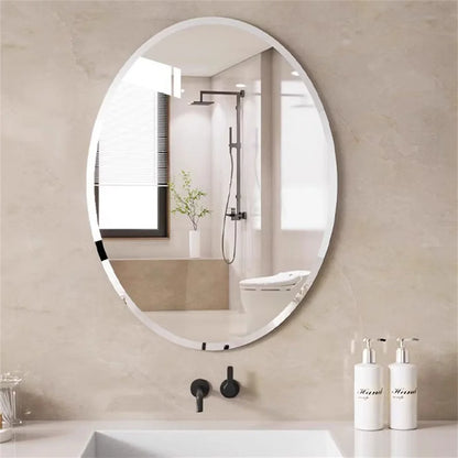 Frameless Oval Beveled Edge Wall Mirror