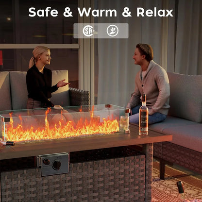 Outdoor Propane Fire Pit Table, 44" Auto-Ignition