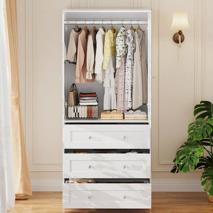 Armoire Wardrobe Closet with Drawers and Mirror