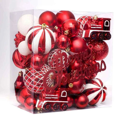 Christmas Ball Ornaments Set, 65 pcs Gold & White Shatterproof