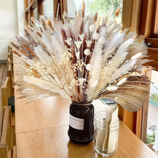 109Pcs Natural Dried Pampas Grass Bouquet