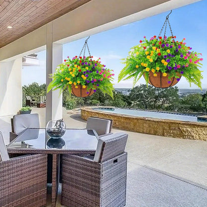 1/ 2/ 3 Pack Outdoor Artificial Faux Hanging Flowers Basket