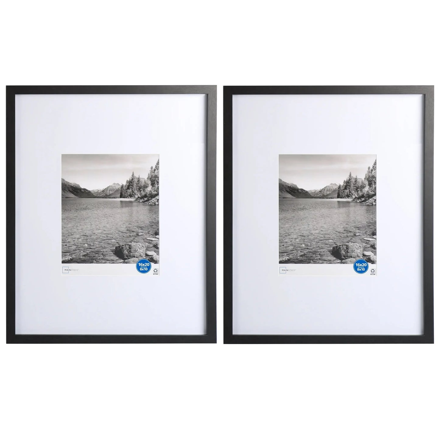 Black Gallery 2 PC Frame Set, Matted for 8"x10" Pictures