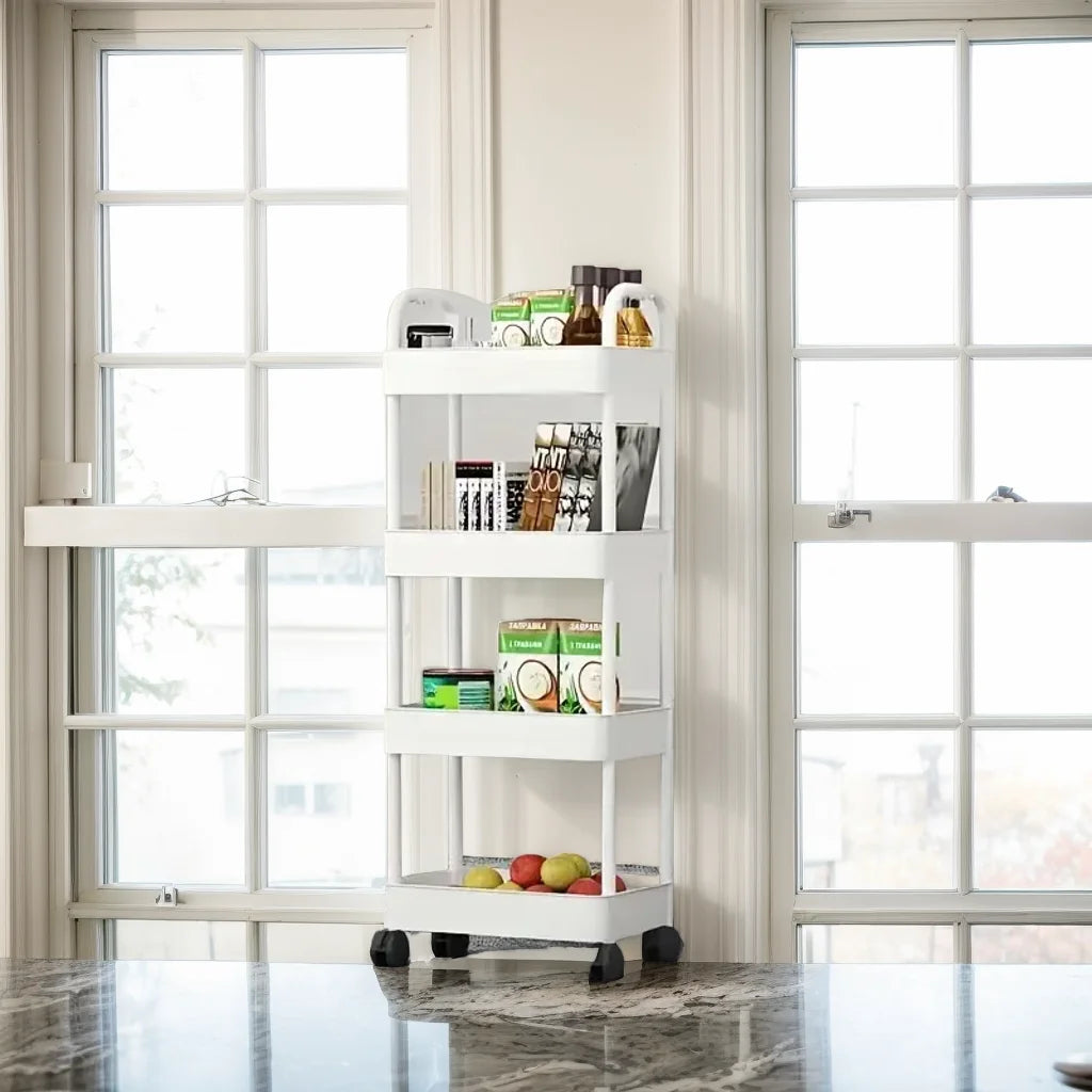 1pc 3/4-Tier Rolling Storage Cart