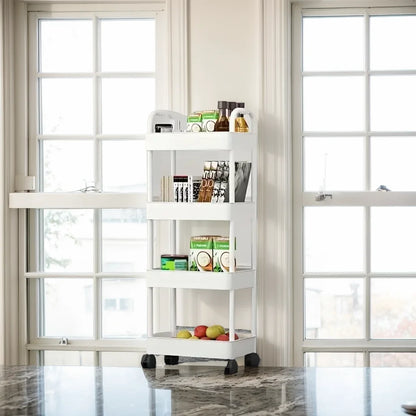 1pc 3/4-Tier Rolling Storage Cart