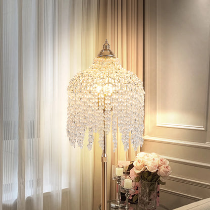 3-Light Elegant Crystal Floor Lamp Vintage Waterfall Design