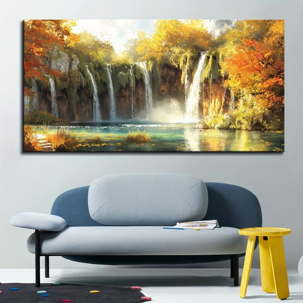 Fall waterfall painting