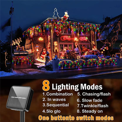 Solar Icicle Curtain Lights -  8 Modes