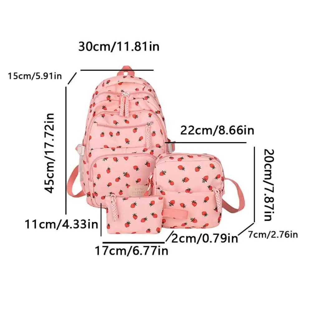 3Pcs/Set Print Backpack with Crossbody Bag and Small Purse