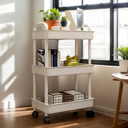 1pc 3/4-Tier Rolling Storage Cart