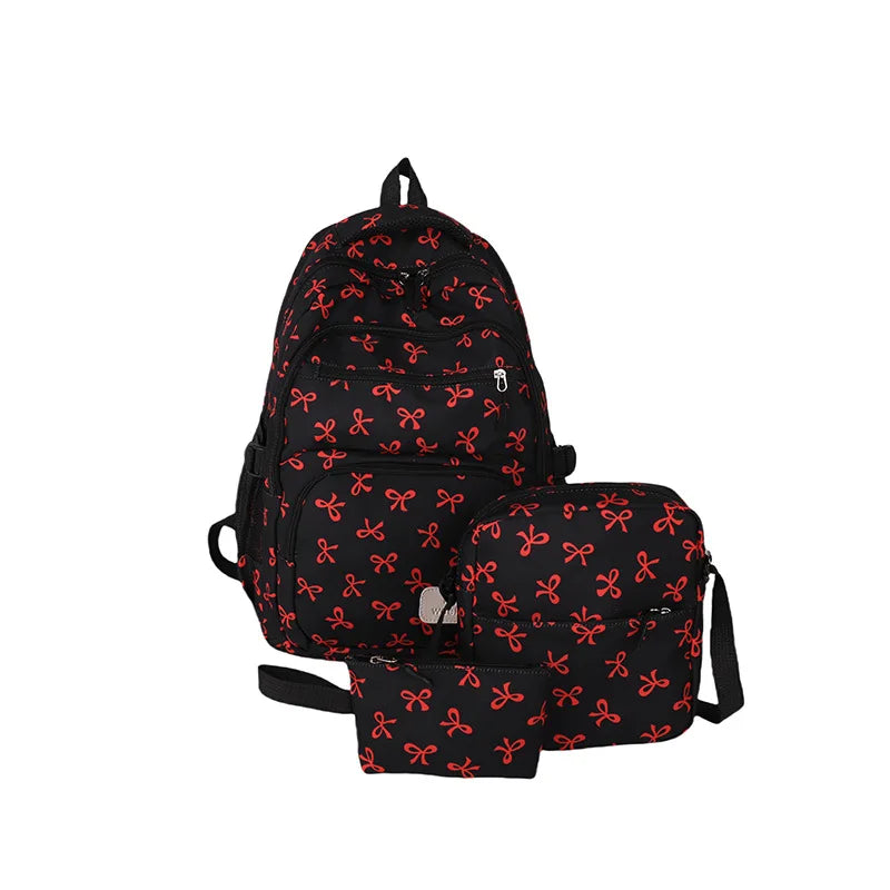 3Pcs/Set Print Backpack with Crossbody Bag and Small Purse