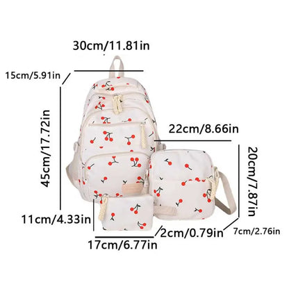 3Pcs/Set Print Backpack with Crossbody Bag and Small Purse