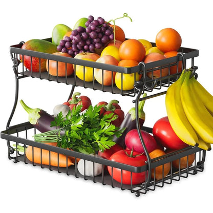 2 Tier Fruit Basket with Banana Hangers