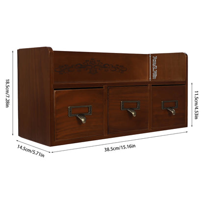 Vintage Solid Wood Desktop Organizer