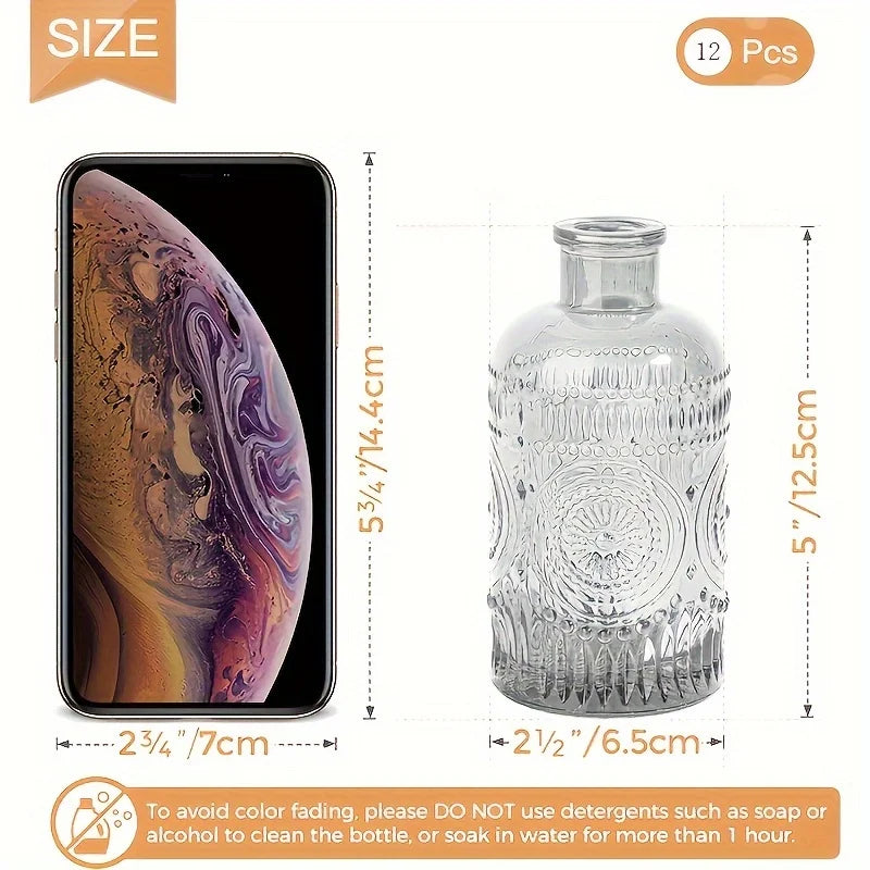 12 Pack Clear Vintage Glass Bud Vases