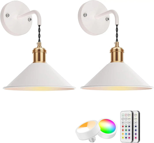 Set of 2 Battery Operated  Modern Wall Sconces