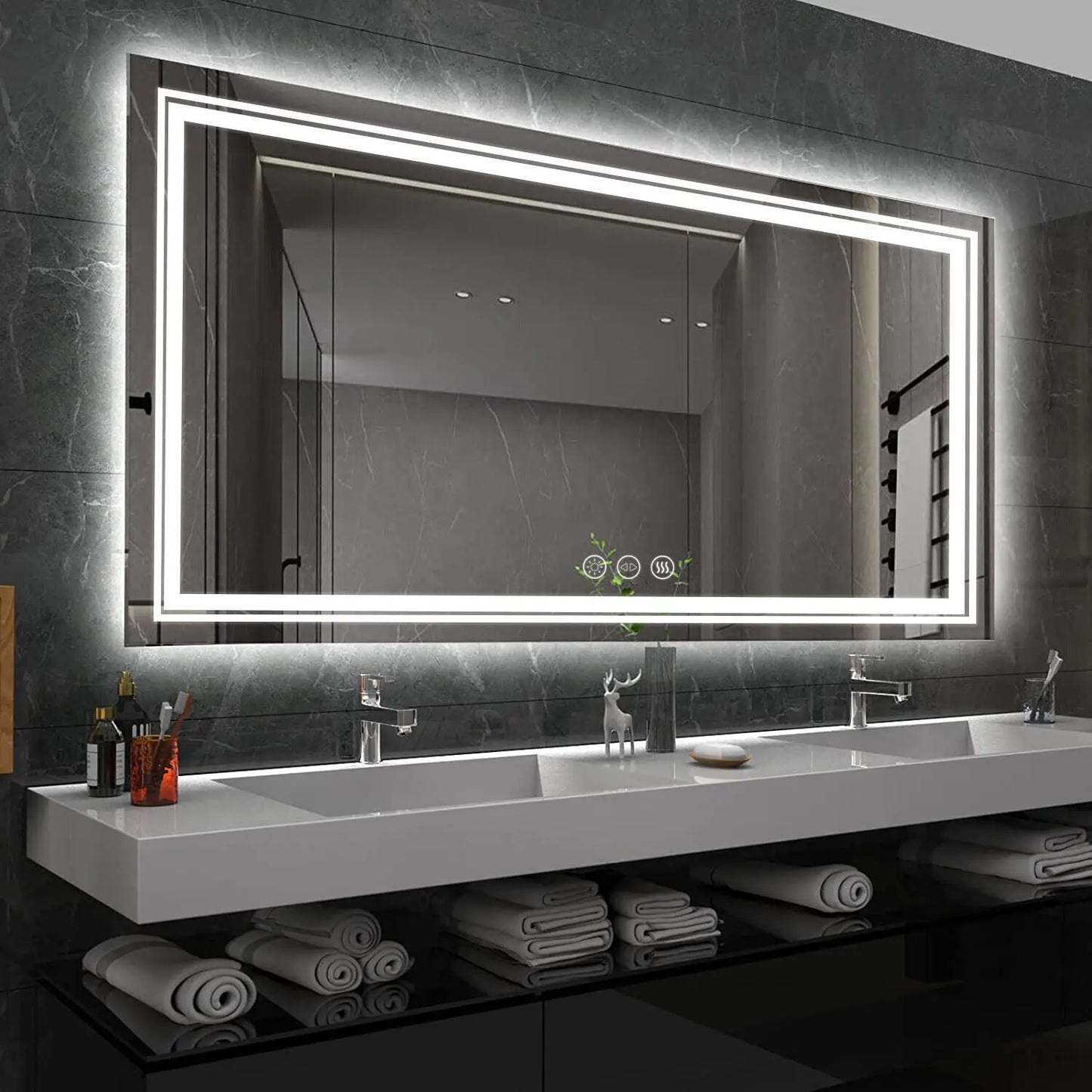 Extra Large Bathroom Mirror LED Dimmable Anti-Fog