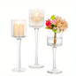 Set of 3 Glass Tall Tea Light Candle Holders